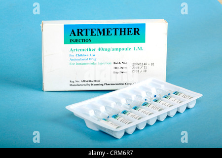 Artemether; an intramuscular injection of the the treatment of malaria. Stock Photo