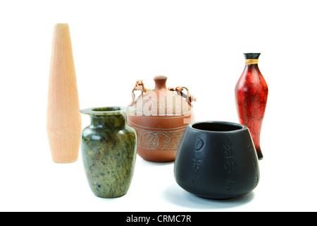 Set from jugs and vases isolated on a white background Stock Photo