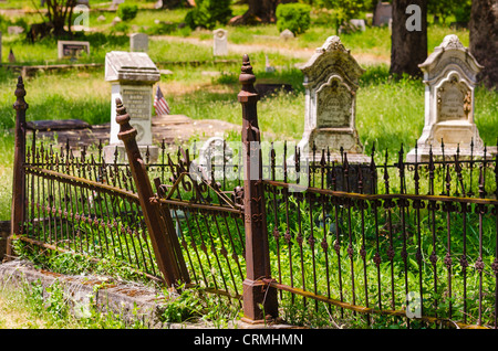 Tombstones in the Jacksonville Cemetery, Jacksonville, Oregon USA Stock Photo