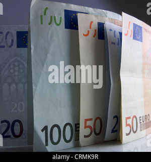 Variety of Euro banknotes. Stock Photo