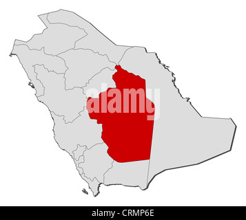 Ar Riyad, region of Saudi Arabia. Diagram showing the location of the ...