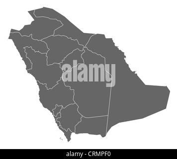 Political map of Saudi Arabia with the several provinces. Stock Photo