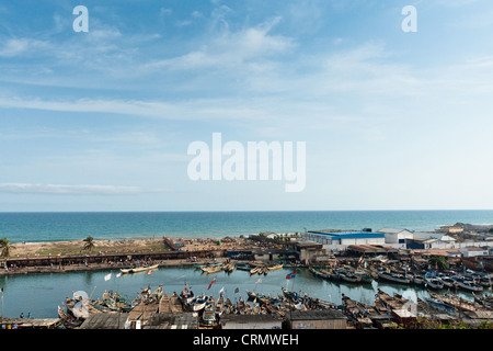 View of the fishing harbor of Elmina, about 130km west of Ghana's capital Accra on Thursday April 9, 2009. Stock Photo