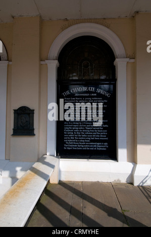 The Chalybeate Spring on the wall of the Bath House and Chalybeate Spring on the Pantiles in Royal Tunbridge Wells,Britain. Stock Photo