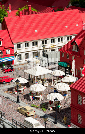 Detail in Lego cafe in a town square at Miniland, Legoland, Billund, Denmark Stock Photo