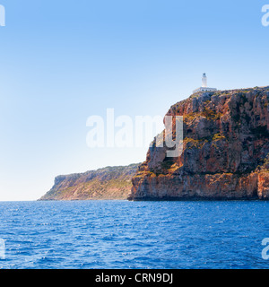 Formentera Faro de la Mola lighthouse view from sea Stock Photo