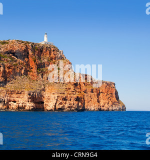 Formentera Faro de la Mola lighthouse view from sea Stock Photo