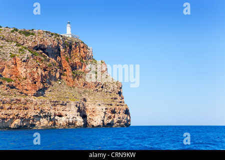 Formentera Faro de la Mola lighthouse view from sea Stock Photo