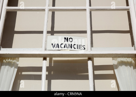A no vacancies sign in a hotel window, blackpool, uk Stock Photo