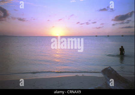Sunset on the beach of Jamaica Stock Photo