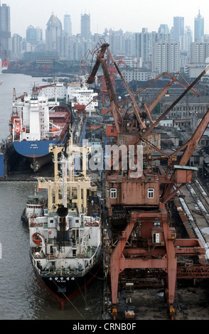 Container ships are deleted in Shanghai port Stock Photo