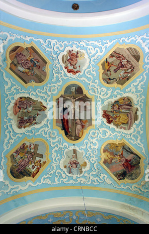 Ceiling of the church, depicting the life of Jesus Stock Photo