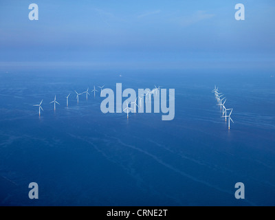 Off shore wind farm Liverpool Bay, off the Wirral, North West England Stock Photo