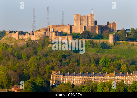 Dover Castle on top of the famous white cliffs, built in the 12th century under the reign of Henry ll. Stock Photo