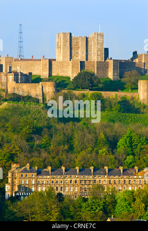 Dover Castle on top of the famous white cliffs, built in the 12th century under the reign of Henry ll. Stock Photo