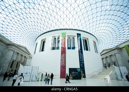 The Queen Elizabeth II Great Court at the British Museum. The covered courtyard is the largest covered public square in Europe. Stock Photo