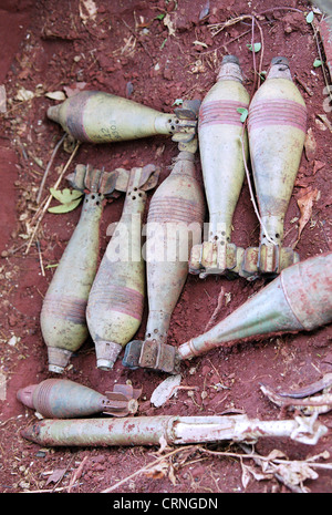 Collected war scrap and ammunition in Angola. Stock Photo