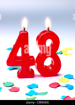 Birthday-anniversary candles showing Nr. 48 Stock Photo