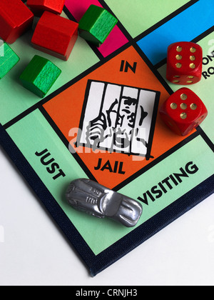 A Monopoly game board showing Jail Stock Photo