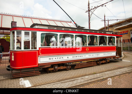 The seaton electric tramway in Seaton, Dorset, UK. Stock Photo