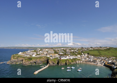 Boats in the harbour of Port Isaac, a small fishing village on the North Cornwall coast. Stock Photo