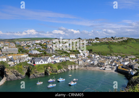 Boats in the harbour of Port Isaac, a small fishing village on the North Cornwall coast. Stock Photo