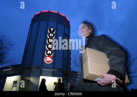 Tower 24, packet storage system in Dortmund Stock Photo