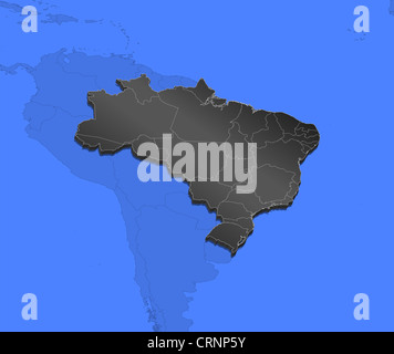 Political map of Brazil with the several states. Stock Photo