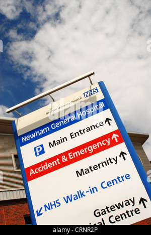 Main entrance to the NHS Newham University Hospital, Plaistow, England, which was opened in 1983. Stock Photo