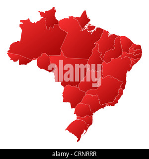 Political map of Brazil with the several states. Stock Photo