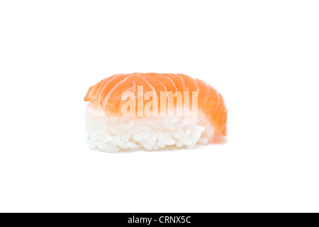 Delicious salmon nigiris isolated on white Stock Photo