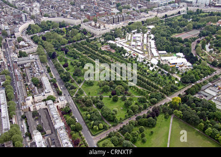 aerial view of Broad Walk and Park Square Gardens in Regent's Park, London NW1 Stock Photo