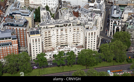 aerial view of the Dorchester Hotel on Park Lane, London W1 Stock Photo