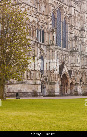 The west front of Salisbury cathedral in Wiltshire, England. Stock Photo