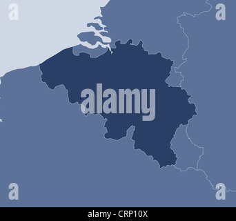 Political map of Belgium with the several states. Stock Photo