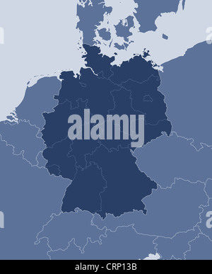 Political map of Germany with the several states. Stock Photo