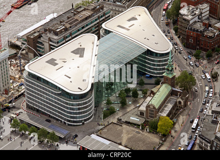aerial view of Tower Place East & West Office Building and All Hallows Church, London EC3 Stock Photo