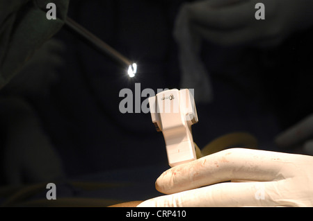 Endoscope in use during surgery. Stock Photo