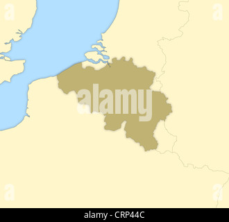 Political map of Belgium with the several states. Stock Photo