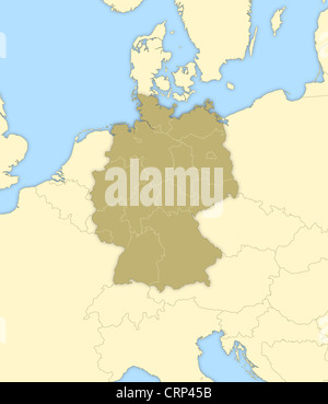 Political map of Germany with the several states. Stock Photo