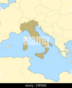 Political map of Italy with the several regions. Stock Photo