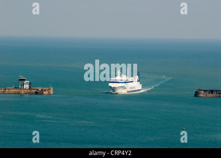 Cross Channel Ferry, DFDS Seaways ferry enters the port of Dover harbour walls. Dover, Kent England 28the June 2012 2010s UK HOMER SYKES Stock Photo