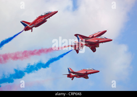 The Red Arrows aerobatic display at the Royal International Air Tattoo at RAF Fairford 2011. Stock Photo