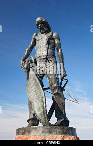 Statue of the Ancient Mariner in Watchet harbour, created as a tribute to Samuel Taylor Coleridge, whose poem 'The Rime of the A Stock Photo