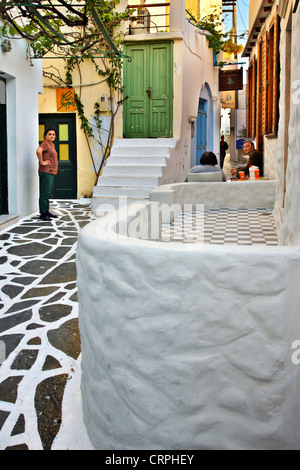 Picturesque 'corner' in the Old Market of the Chora of Naxos, Naxos island, Cyclades, Greece Stock Photo