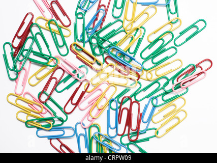 color paperclips isolated over white background Stock Photo