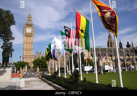 Parliament Square and Commonwealth Flags London Stock Photo