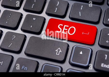 Search engine optimization, SEO concepts, with SEO keyword on enter key of keyboard. Stock Photo