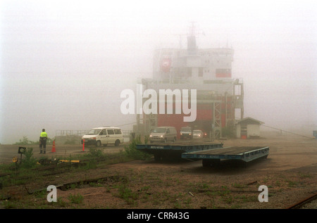 Shipment of new cars in Finland Stock Photo