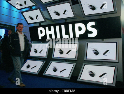 Plasma screens from Philips at IFA booth Stock Photo